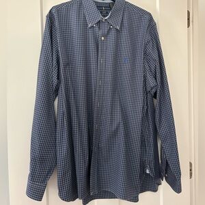 Ralph Lauren Navy Checkered Button Down Shirt